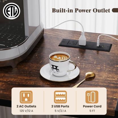 Coffee Bar Cabinet with S-Shaped Hooks and Wine Bottle Holders, Rustic Brown Wine Racks at Gallery Canada