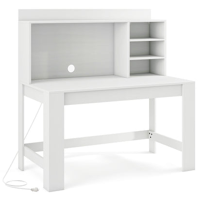 48 Inch Computer Desk, Anti-Tipping Kits, Cable Management Hole, White Computer Desks White at Gallery Canada