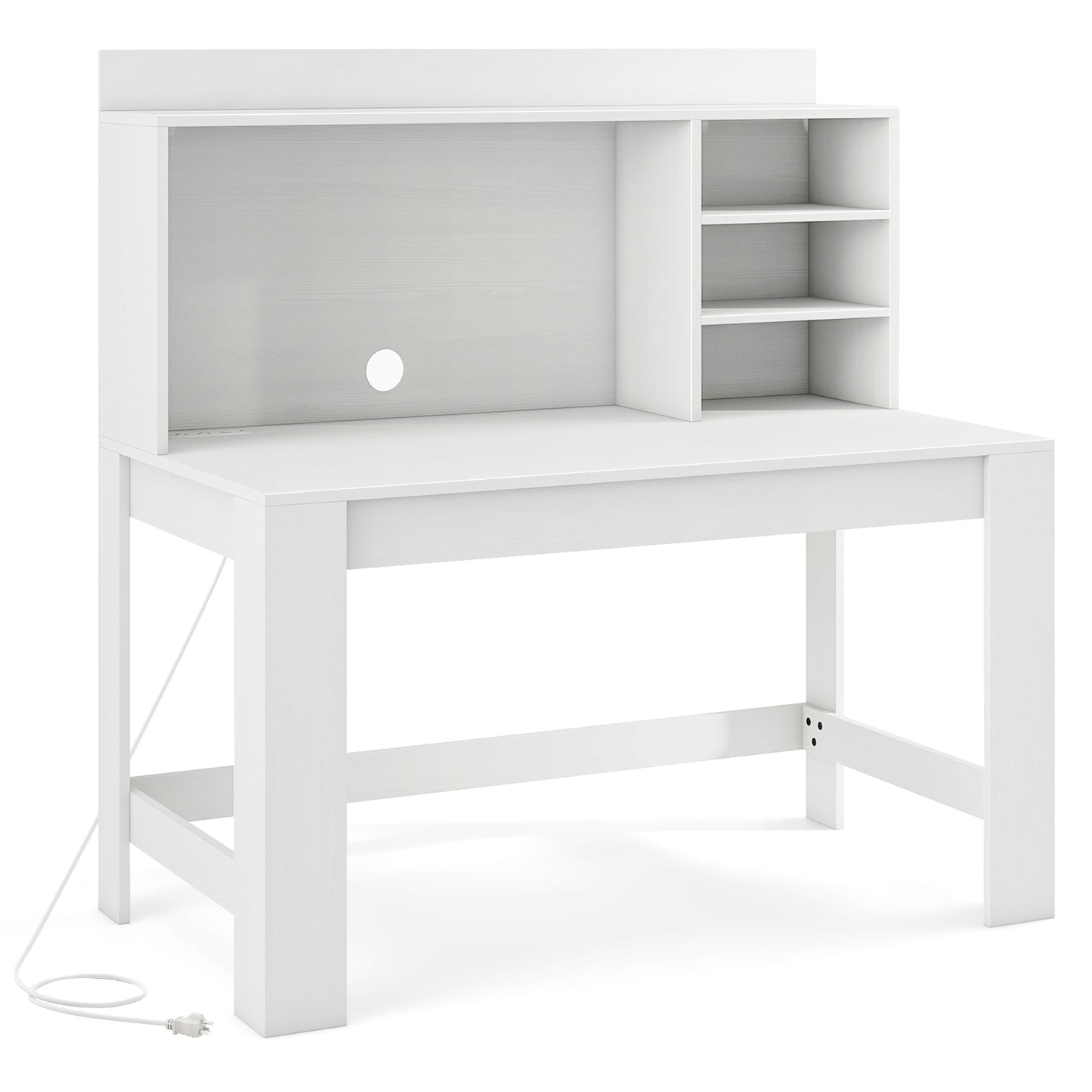 48 Inch Writing Computer Desk with Anti-Tipping Kits and Cable Management Hole, White Computer Desks at Gallery Canada