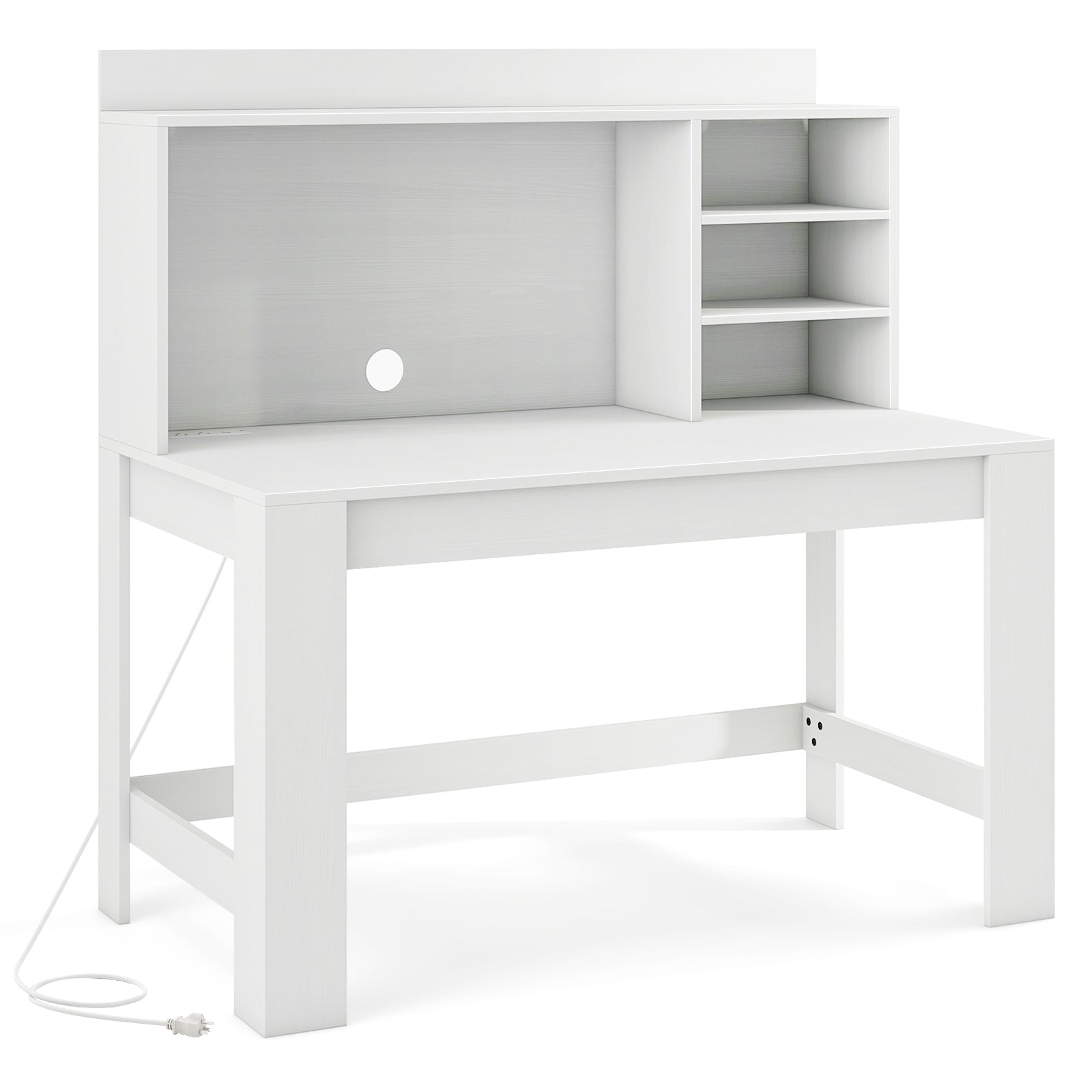 48 Inch Writing Computer Desk with Anti-Tipping Kits and Cable Management Hole, White Computer Desks at Gallery Canada