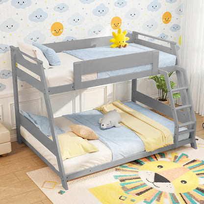 Twin Over Full Low Bunk Bed with Reversible Ladder, Gray Bunk Bed Frame at Gallery Canada