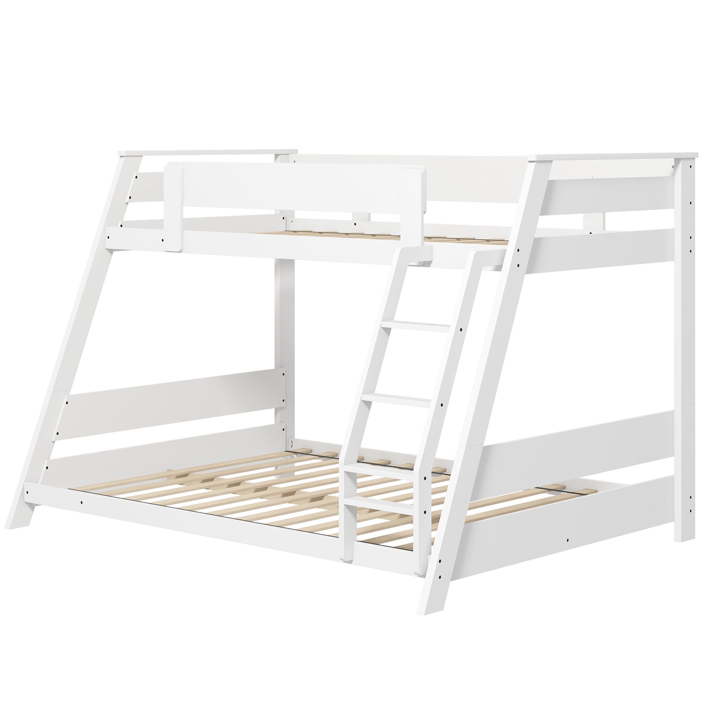 Twin Over Full Low Bunk Bed, Reversible Ladder, White Bunk Bed Frame White at Gallery Canada