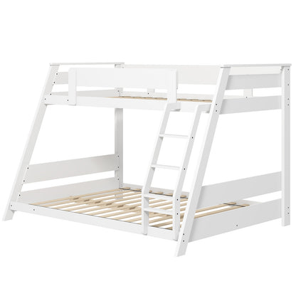 Twin Over Full Low Bunk Bed, Reversible Ladder, White Bunk Bed Frame at Gallery Canada