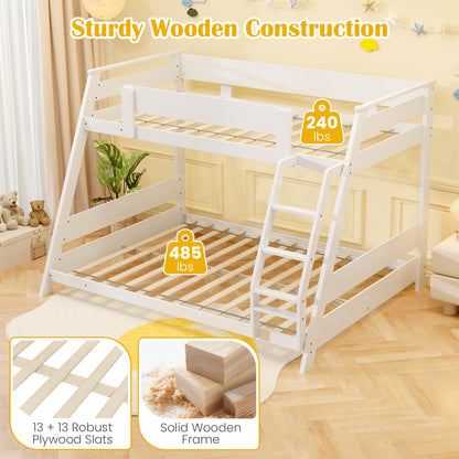Twin Over Full Low Bunk Bed, Reversible Ladder, White Bunk Bed Frame at Gallery Canada
