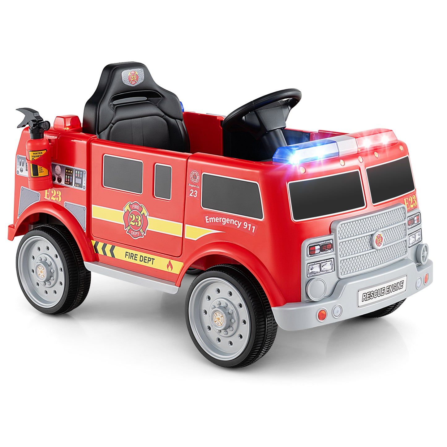 Kids Ride On Fire Truck, Remote Control, Extinguisher, Red