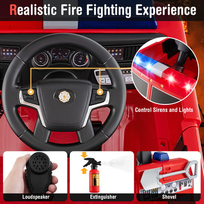 Kids Ride On Fire Truck, Remote Control, Extinguisher, Red