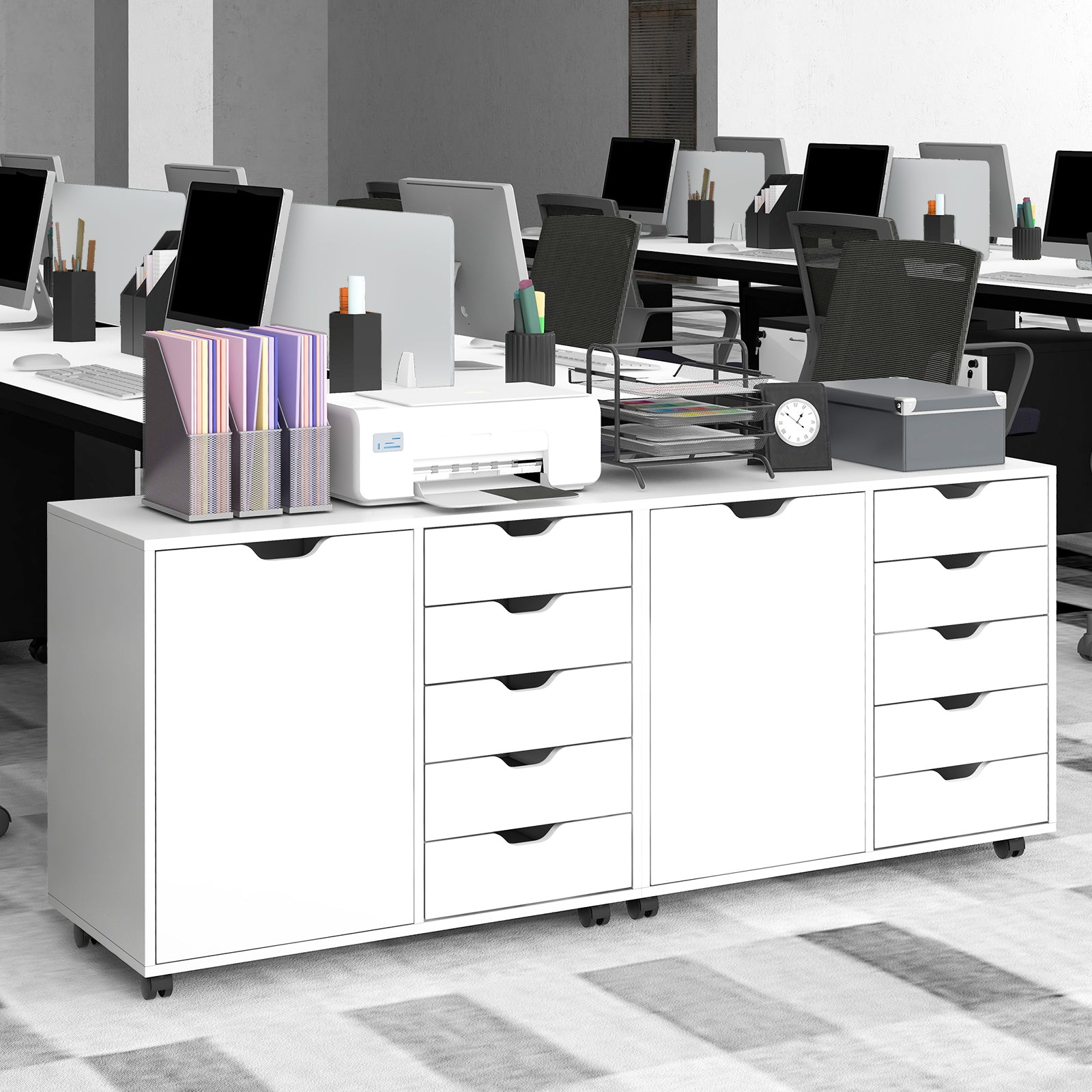 5-Drawer Dresser Chest, Mobile Storage Cabinet With Door, White Cabinets & Chests at Gallery Canada