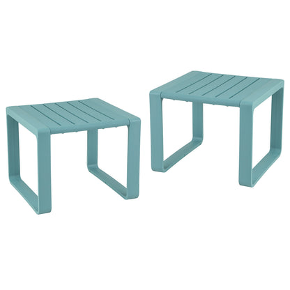 Weather Resistant Adirondack Outdoor Side Table Set Of 2, Blue Patio Coffee Tables Blue at Gallery Canada