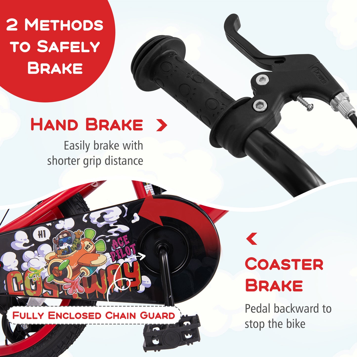 16 Inch Kids Bike Adjustable with Storage Basket and Double Brake for 4-8 Years Old-16 inches, Red Kids Bike at Gallery Canada