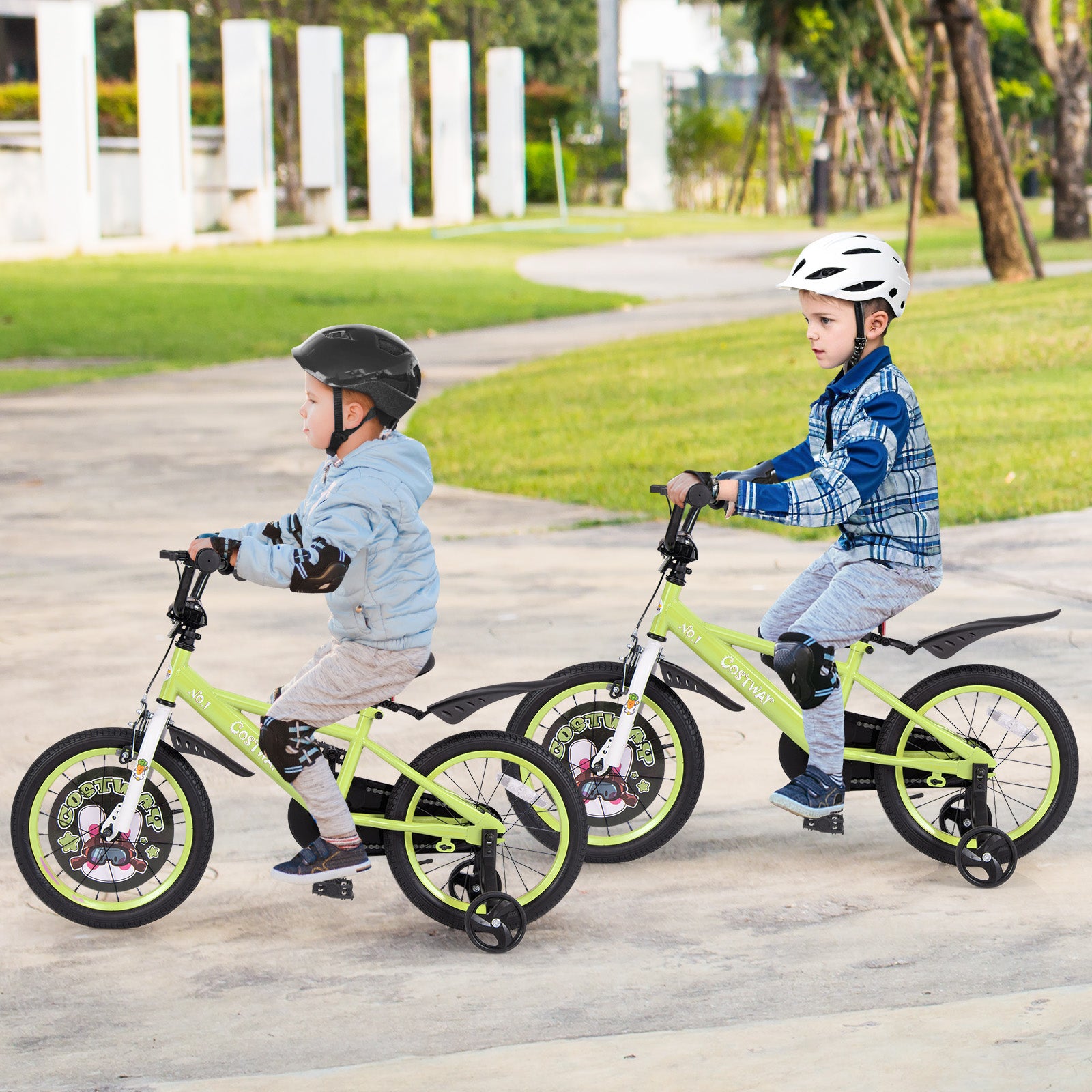 16 Inch Kids Bike Adjustable with Detachable Training Wheels for 4-8 Years Old-16 inches, Green Kids Bike at Gallery Canada