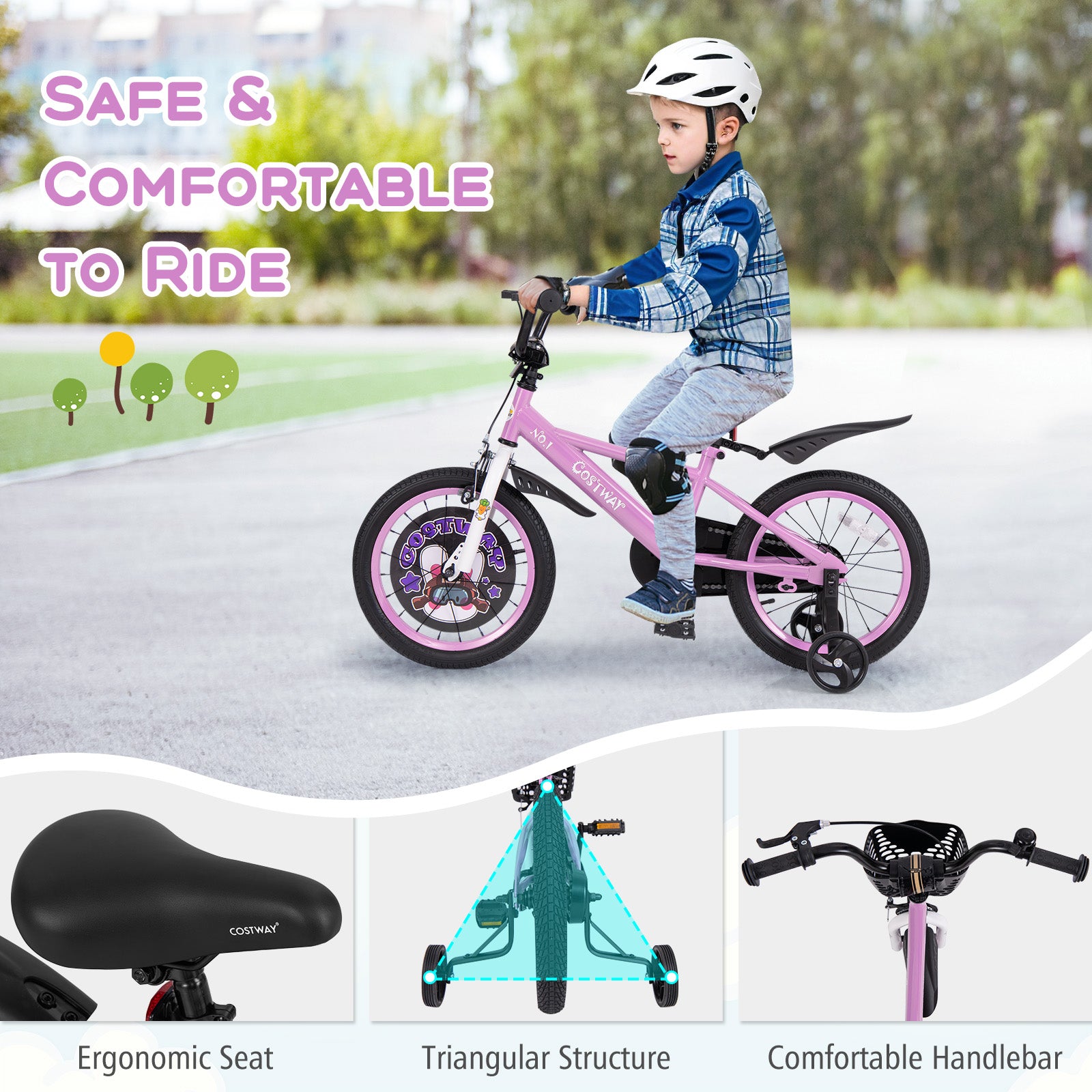 16 Inch Kids Bike for 4-8 Years Old Sport Bicycle with Adjustable Handlebar and Saddle-16 inches, Purple Kids Bike at Gallery Canada