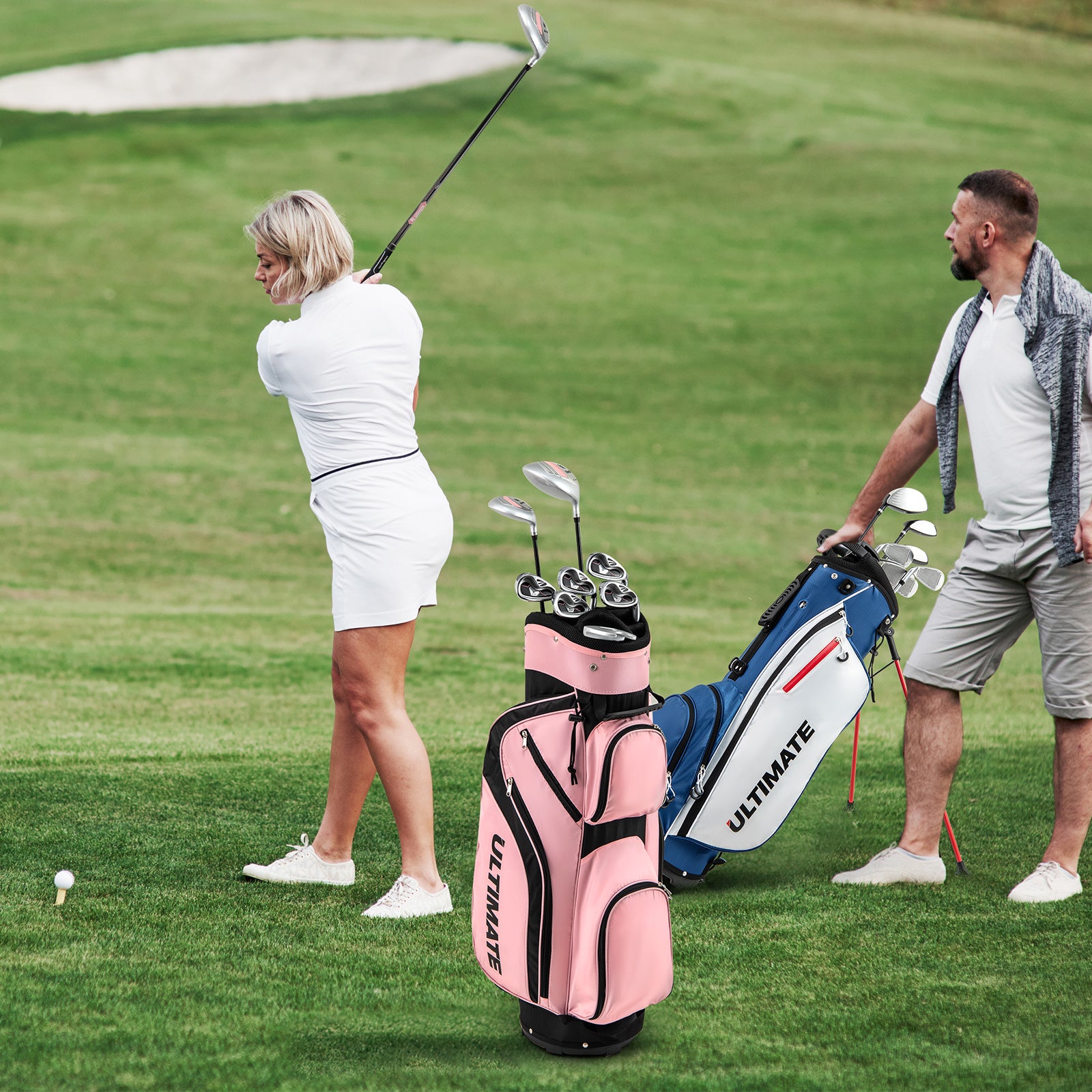 10 Pieces Womens Complete Golf Club Set with Alloy Driver, Pink Golf at Gallery Canada