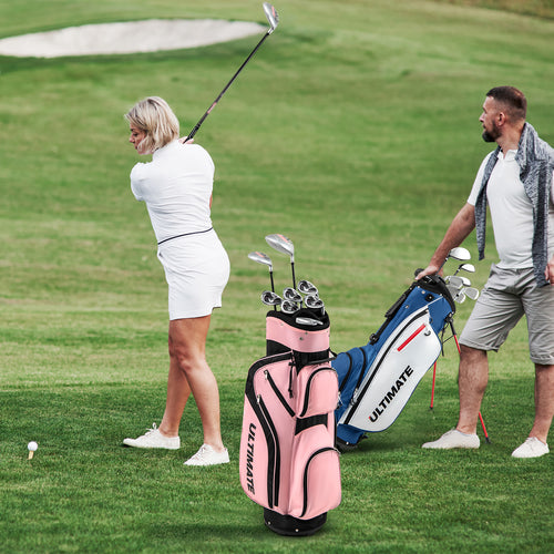 10 Pieces Womens Complete Golf Club Set with Alloy Driver, Pink