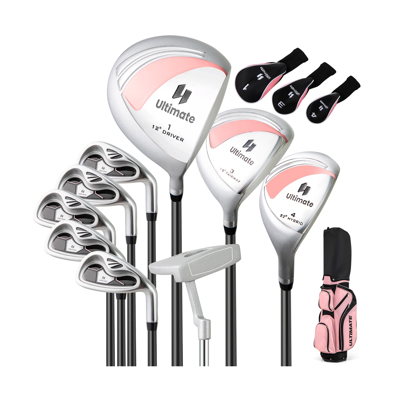 10 Pieces Womens Complete Golf Club Set with Alloy Driver, Pink Golf at Gallery Canada