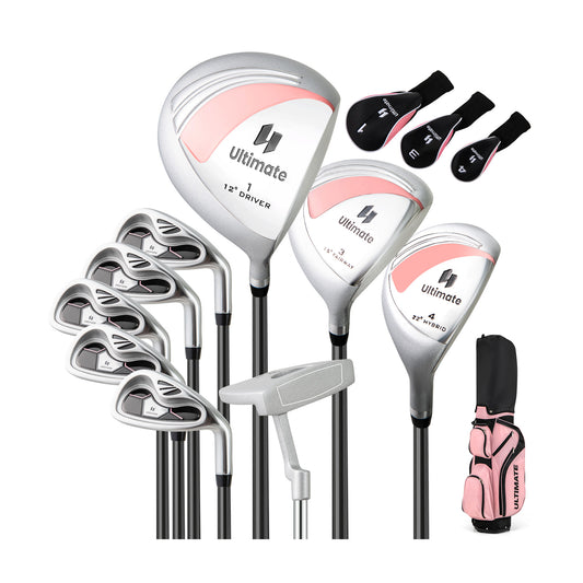 Women's Complete Golf Club Set, 10 Pieces, Alloy Driver, Pink