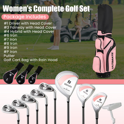 10 Pieces Womens Complete Golf Club Set with Alloy Driver, Pink Golf at Gallery Canada