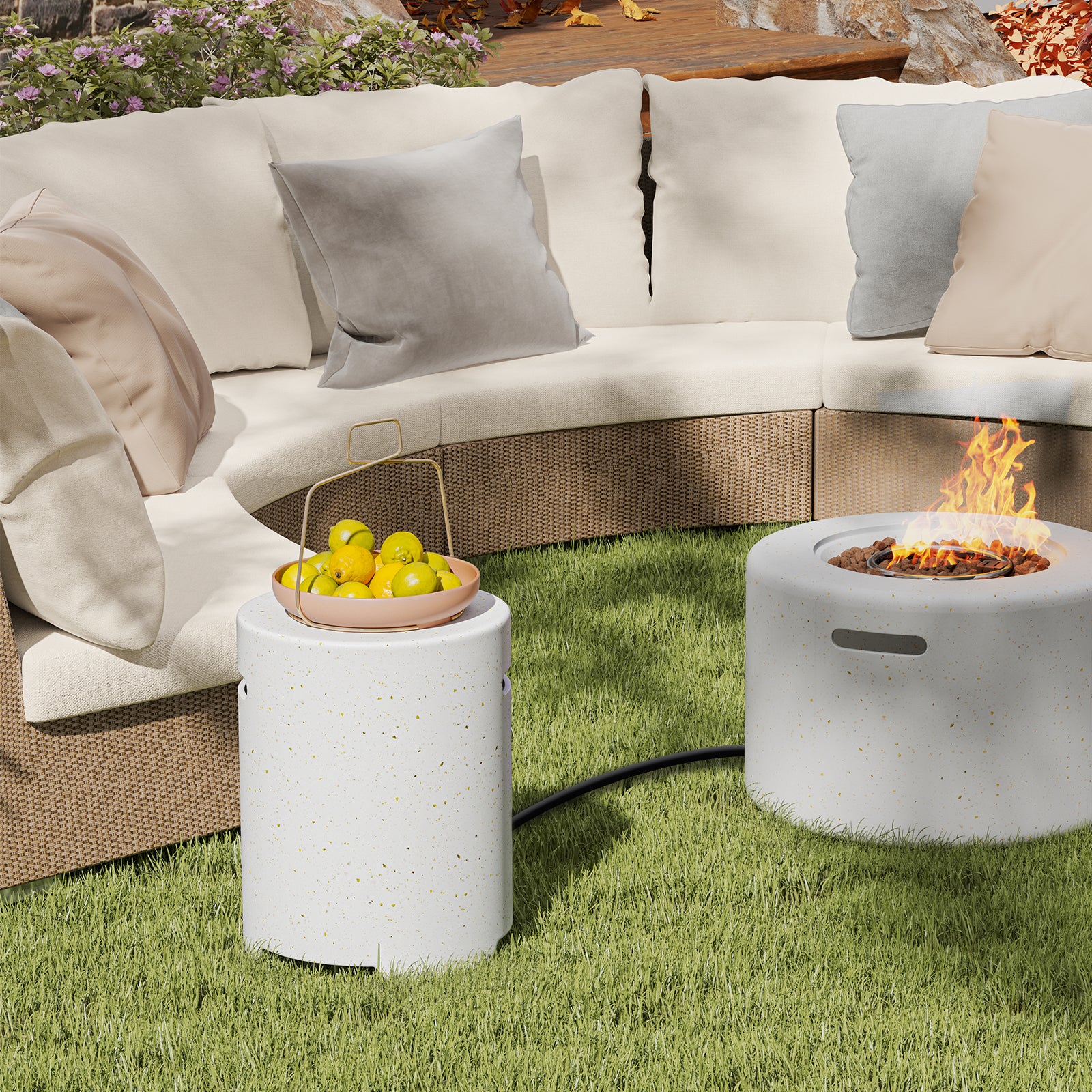 Propane Tank Cover Table with Side Handles and Protective Cover, White Fire Pit Tables at Gallery Canada