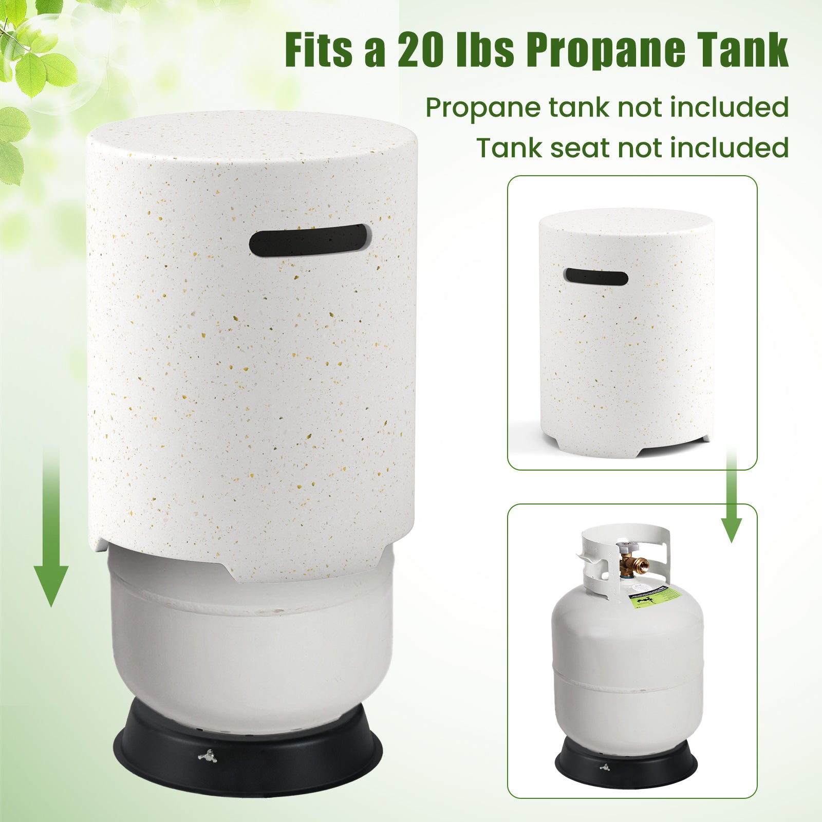 Propane Tank Cover Table with Side Handles and Protective Cover, White Fire Pit Tables at Gallery Canada
