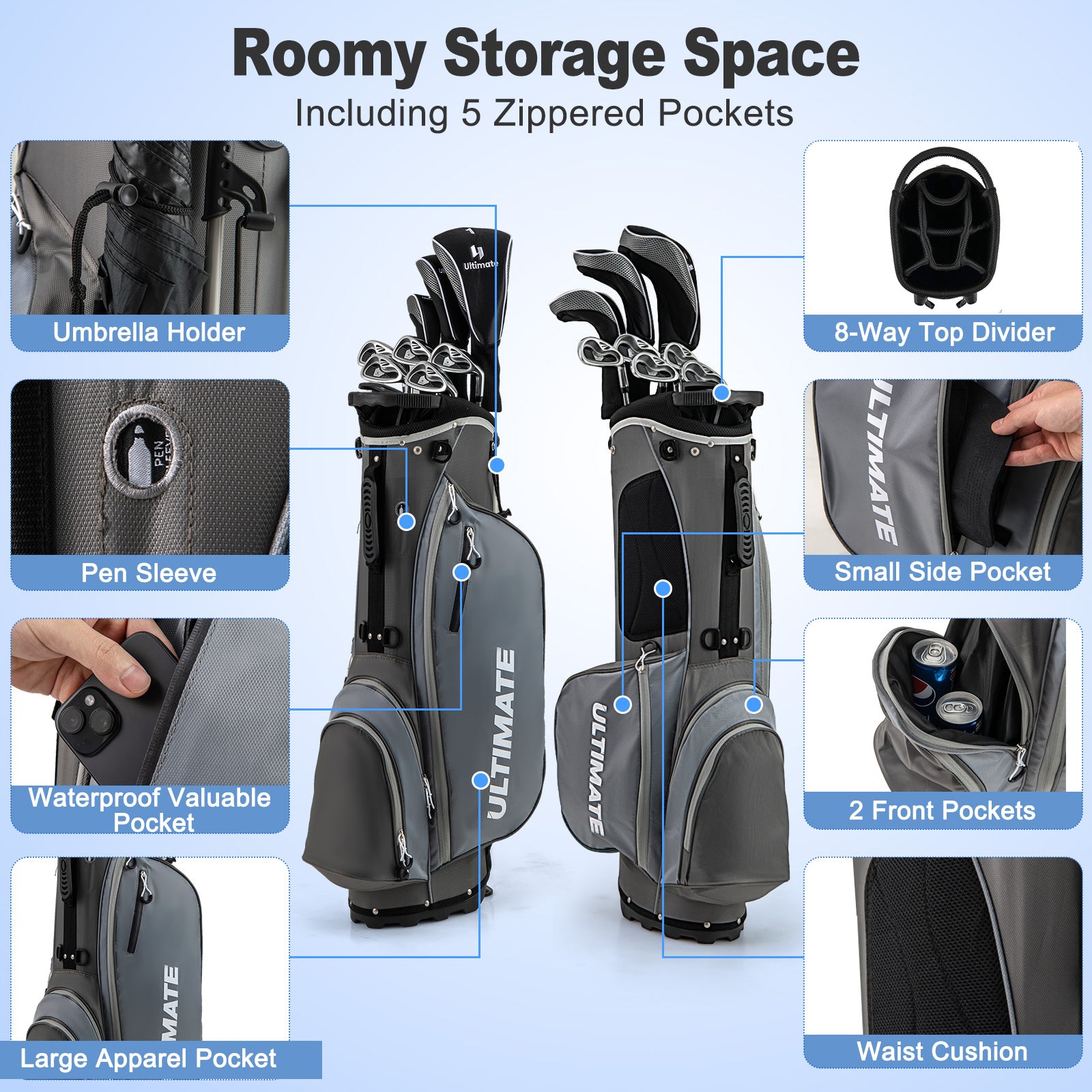 Men's Golf Club Set, 10 Pieces, Gray Golf at Gallery Canada
