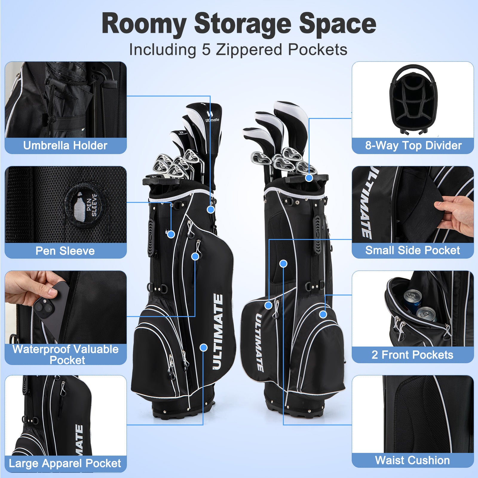 Men's Golf Club Package Set, 10 Pieces, Black Golf at Gallery Canada