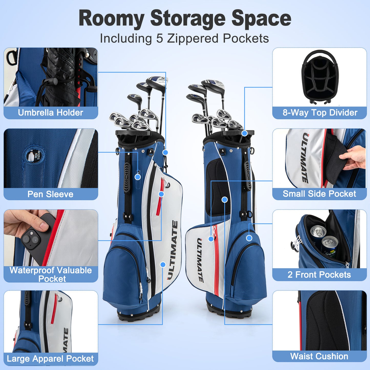 Men's Complete Golf Club Package Set, 10 Pieces, Blue Golf at Gallery Canada