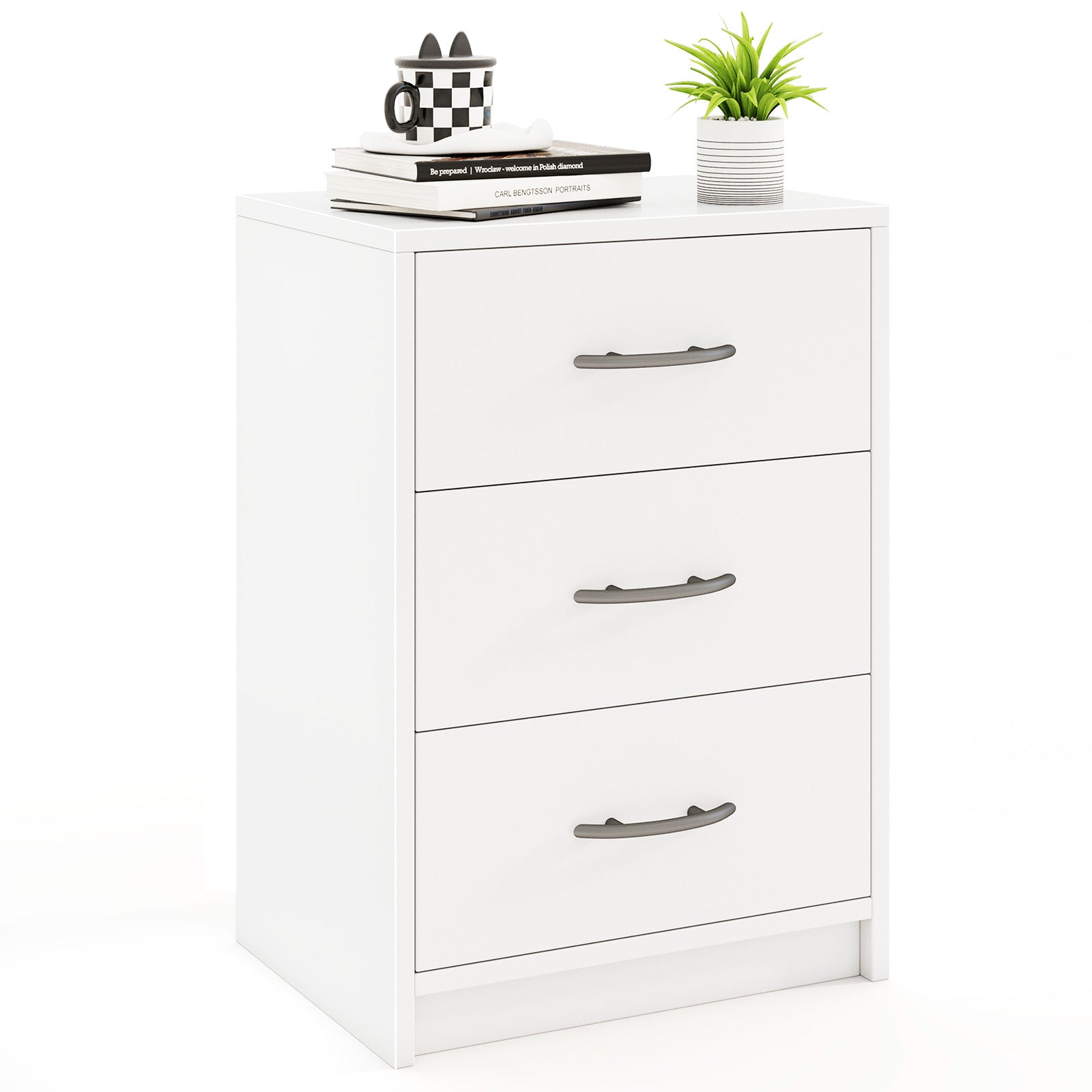 3 Drawer Nightstand with Storage for Living Room, White Nightstands White at Gallery Canada