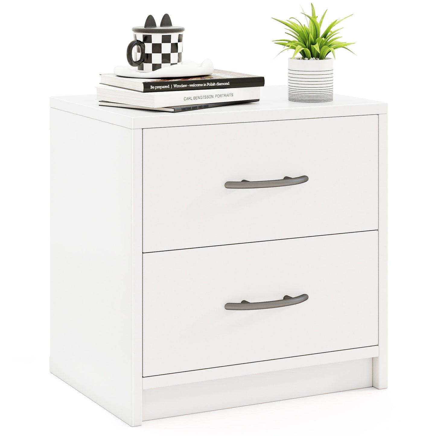 2 Drawer Nightstand with Storage for Living Room, White Nightstands White at Gallery Canada