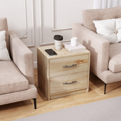 2 Drawer Nightstand with Storage for Living Room, Oak Nightstands at Gallery Canada