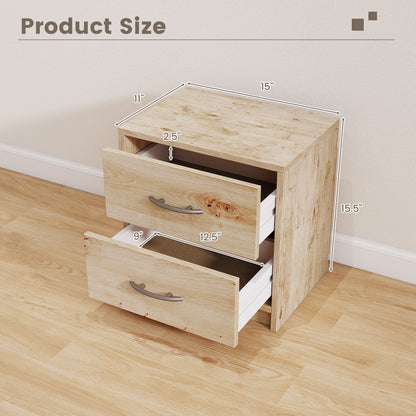 2 Drawer Nightstand with Storage for Living Room, Oak Nightstands at Gallery Canada