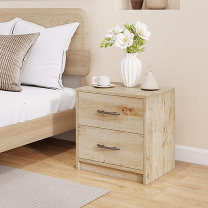 2 Drawer Nightstand with Storage for Living Room, Oak Nightstands at Gallery Canada