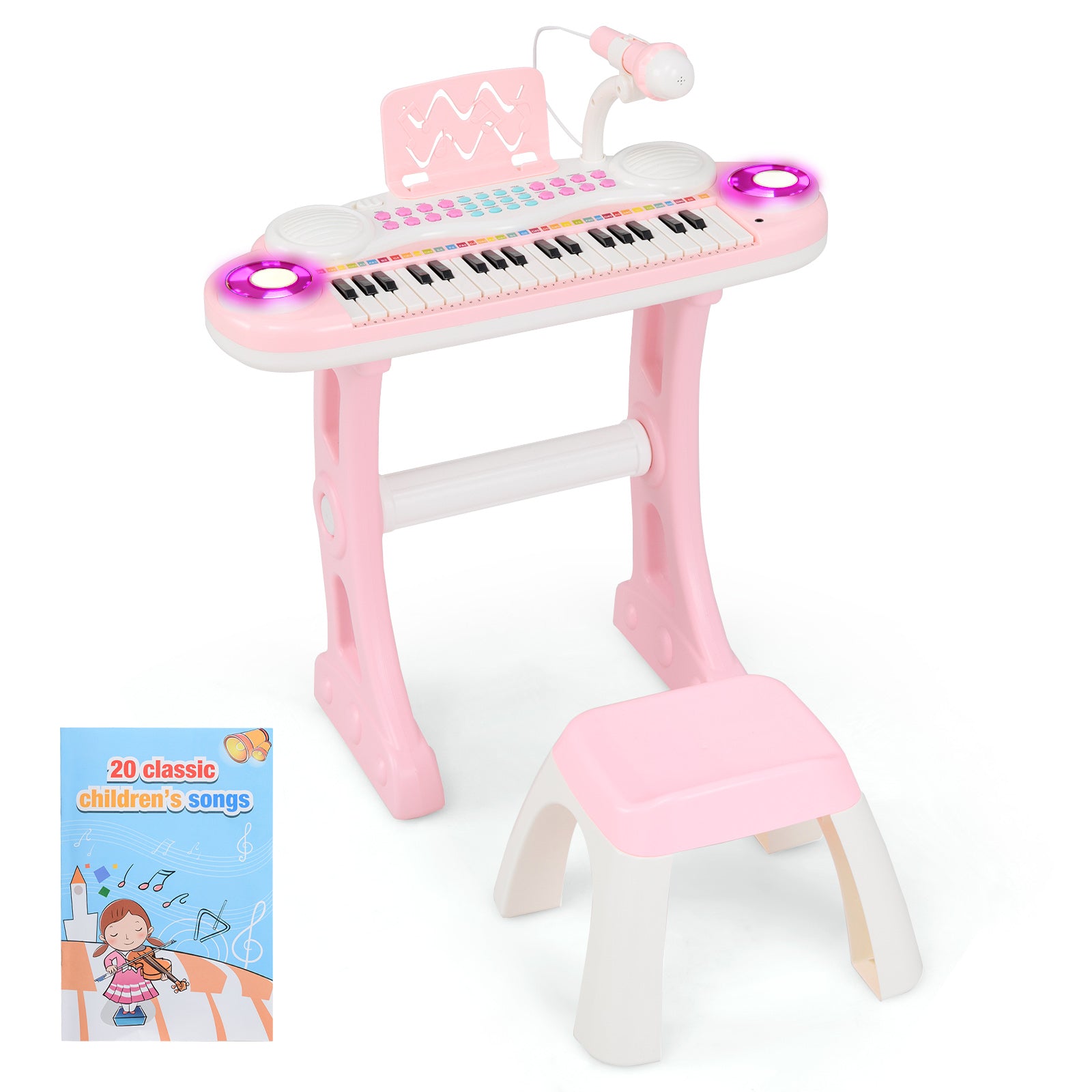 37-Key Kids Electronic Piano Keyboard Playset, Pink Musical Toys Pink at Gallery Canada