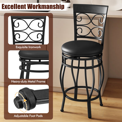 Set of 2 26 Inch Bar Stools, with Backrest and Footrest, Black Dining Chairs at Gallery Canada