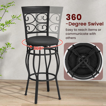 Set of 2 30 Inch Bar Stool with Backrest and Footrest, Black Bar Stools at Gallery Canada