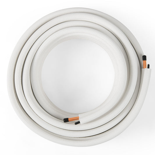 50 Ft Mini Split Line Set, 1/4 Inch 1/2 Inch Copper Pipes, White Mini Split AC Parts & Accessories White at Gallery Canada