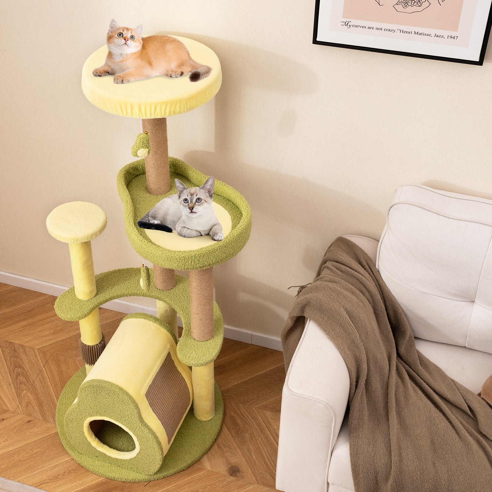 Freestanding Multi-level Avocado Cat Tower with Private Condo, Green Cat Trees Condos & Scratchers at Gallery Canada