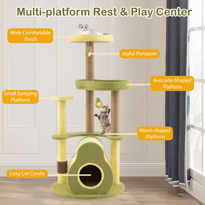 Freestanding Multi-level Avocado Cat Tower with Private Condo, Green Cat Trees Condos & Scratchers at Gallery Canada