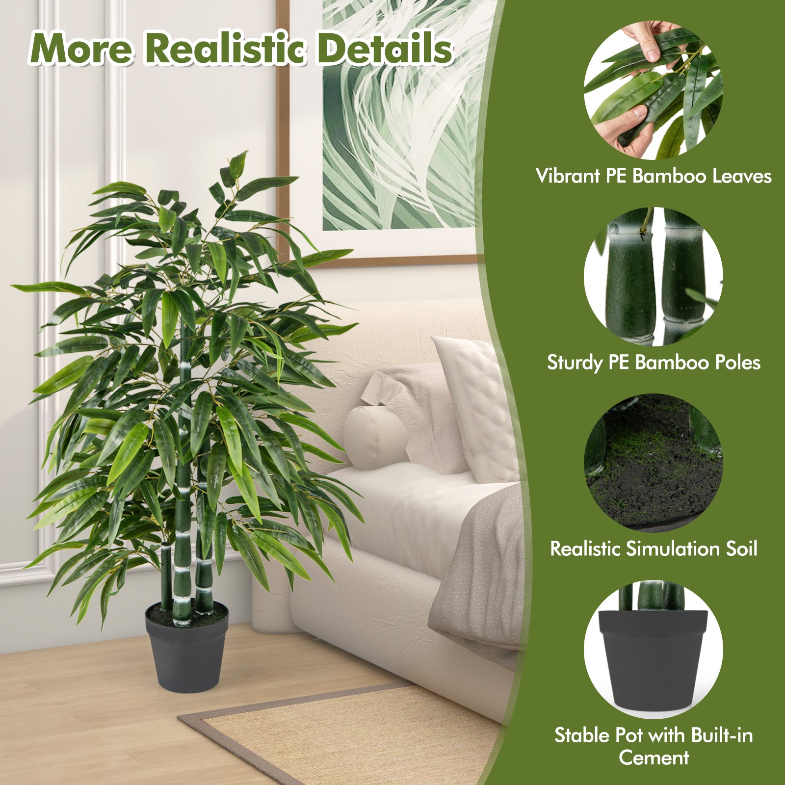 2 Pack Fake Bamboo Leave Tree with 3 PE Bamboo Trunk, Green Faux Plants at Gallery Canada