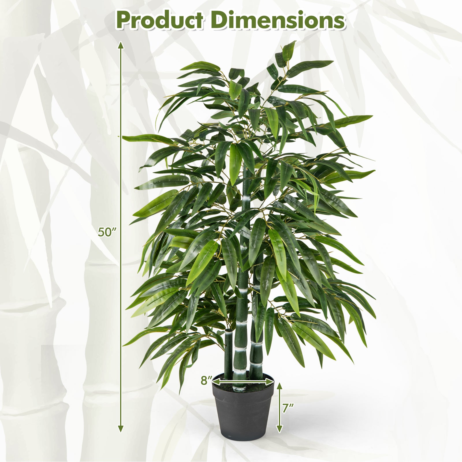 2 Pack Fake Bamboo Leave Tree with 3 PE Bamboo Trunk, Green Faux Plants at Gallery Canada