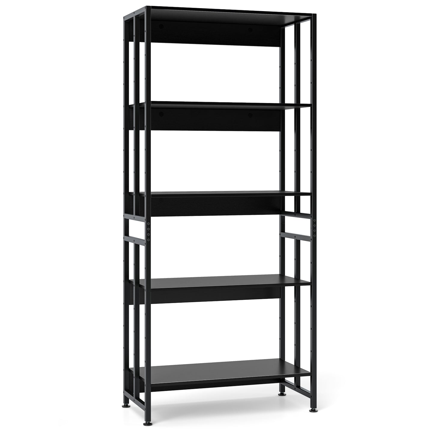 5-Tier Bookshelf, Adjustable Tiltable Shelves, Black Bookcases at Gallery Canada
