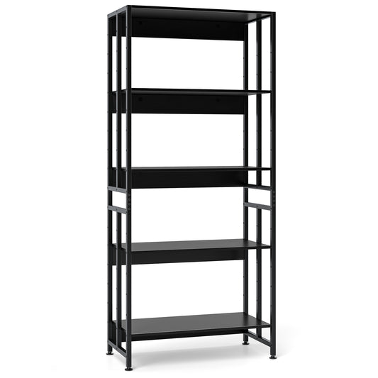 5-Tier Bookshelf, Adjustable Tiltable Shelves, Black Bookcases Black at Gallery Canada