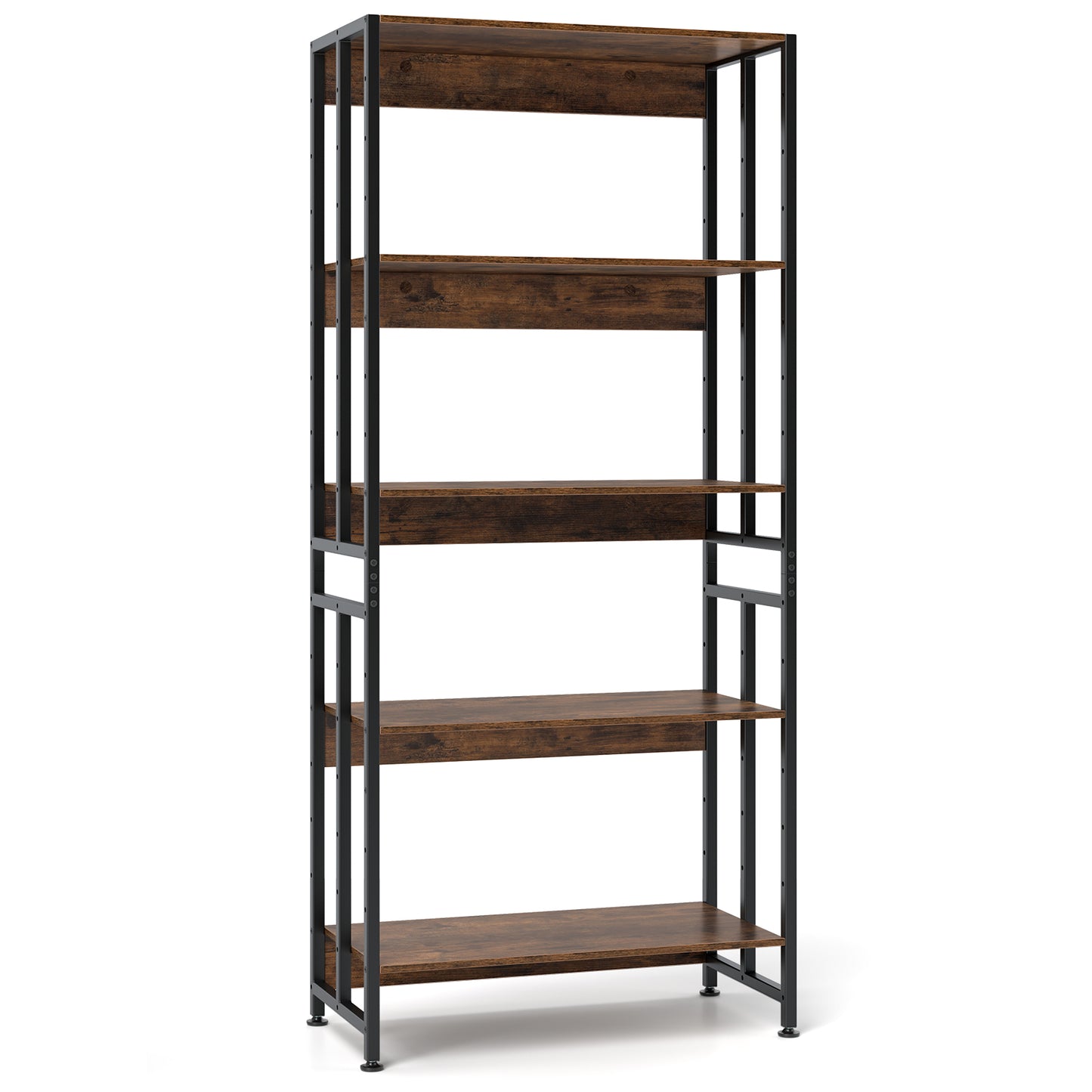 5-Tier Bookshelf with Adjustable and Tiltable Shelves, Rustic Brown Bookcases at Gallery Canada