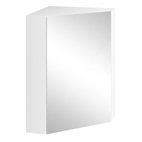 Corner Medicine Cabinet with Mirror with Open Mirror Door and Adjustable Shelf, White
