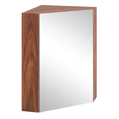 Corner Medicine Cabinet With Mirror, Adjustable Shelf, Brown Wall Mirrors Brown at Gallery Canada