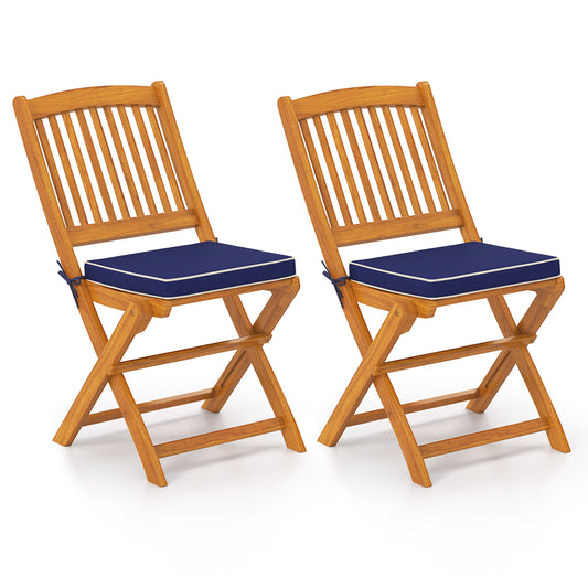 Outdoor Folding Chairs With Seat Cushions, Set Of 2, Navy Patio Dining Chairs Navy at Gallery Canada