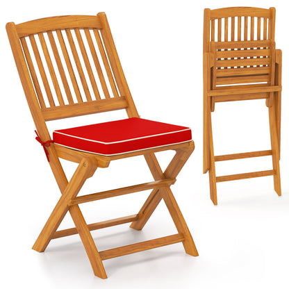 Outdoor Folding Chairs with Seat Cushions Set of 2, Red Patio Dining Chairs at Gallery Canada