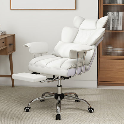 PU Leather Home Office Chair, High Back Executive, 400 lbs, White Ergonomic Chairs at Gallery Canada