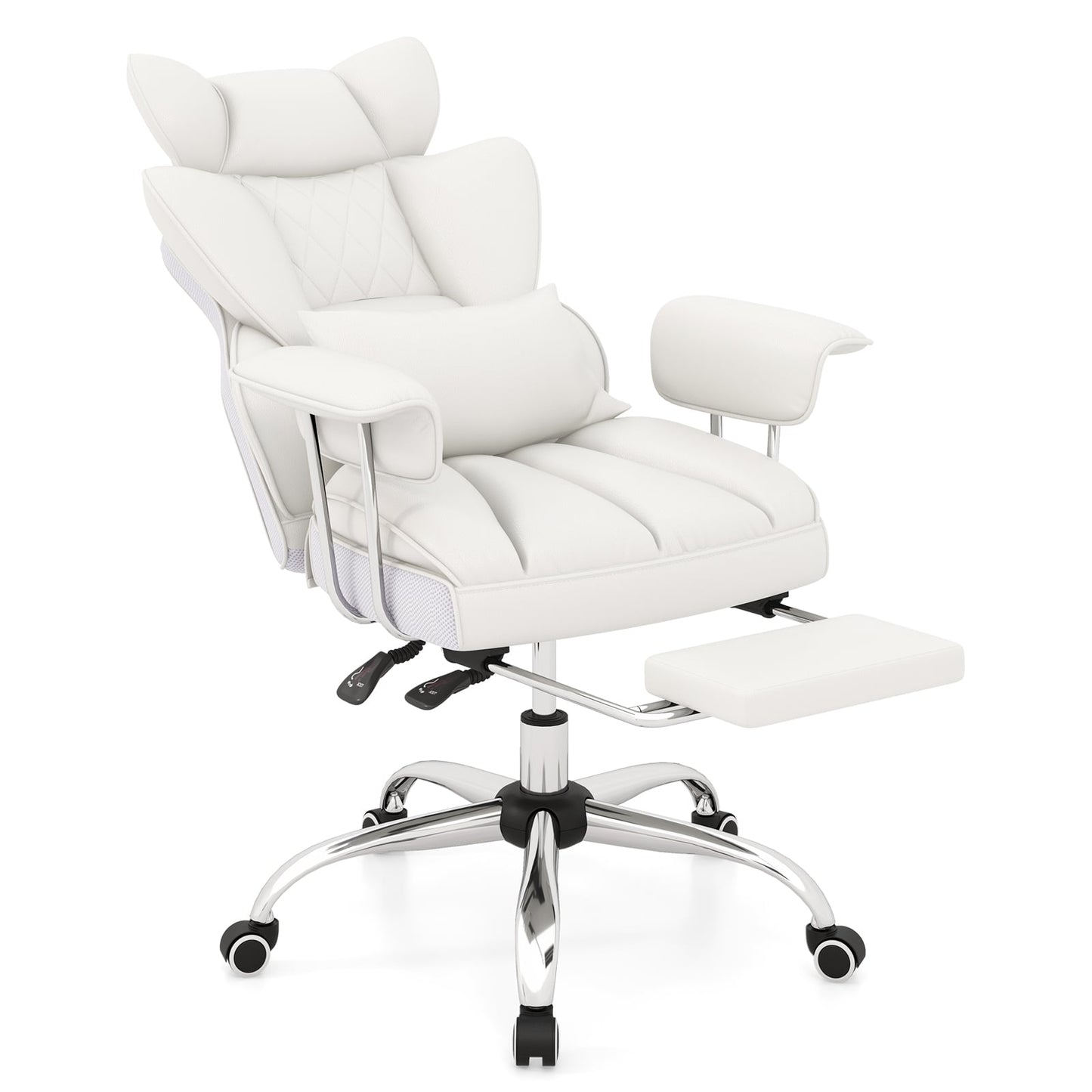 PU Leather Home Office Chair, High Back Executive, 400 lbs, White Ergonomic Chairs at Gallery Canada