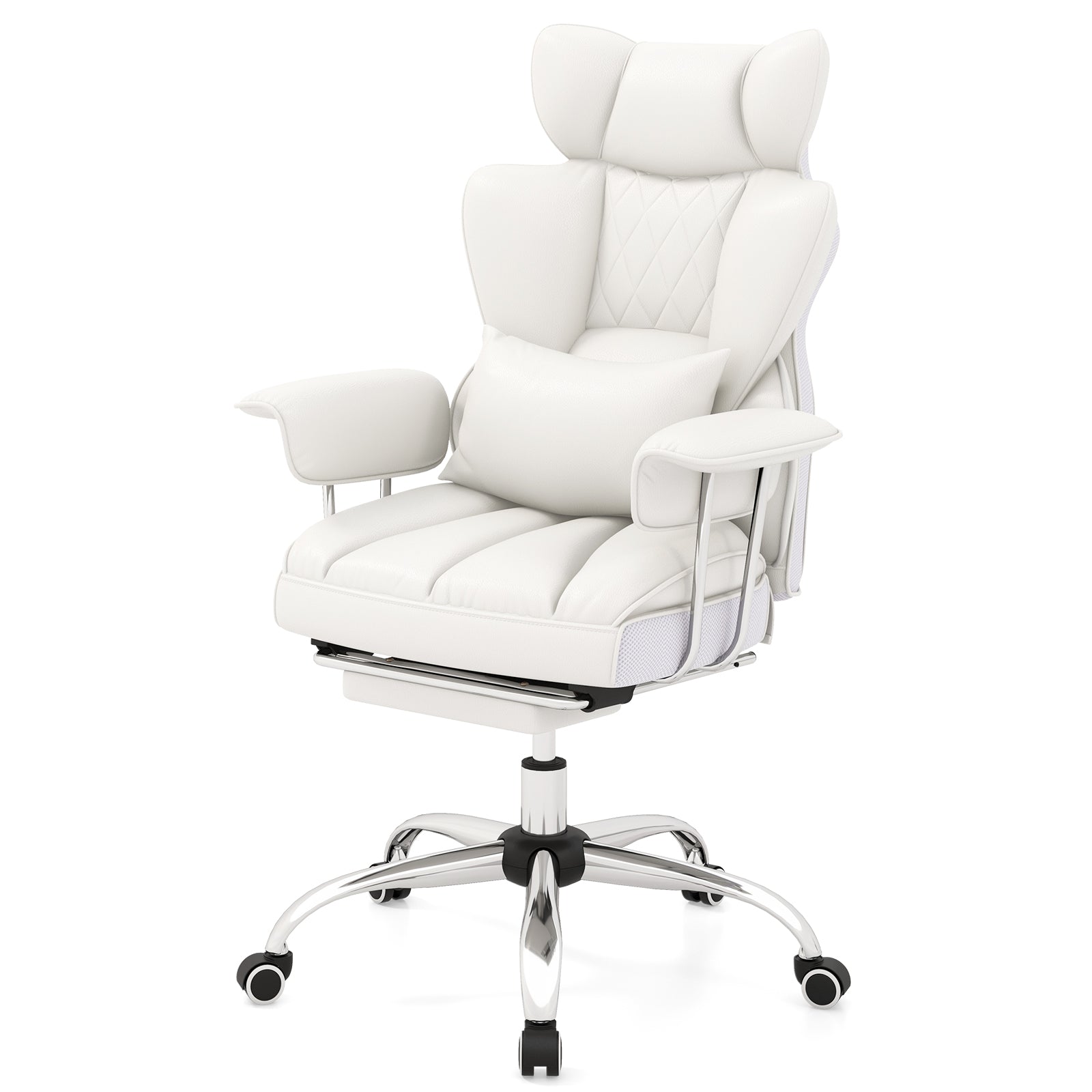PU Leather Home Office Chair, High Back Executive, 400 lbs, White Ergonomic Chairs at Gallery Canada