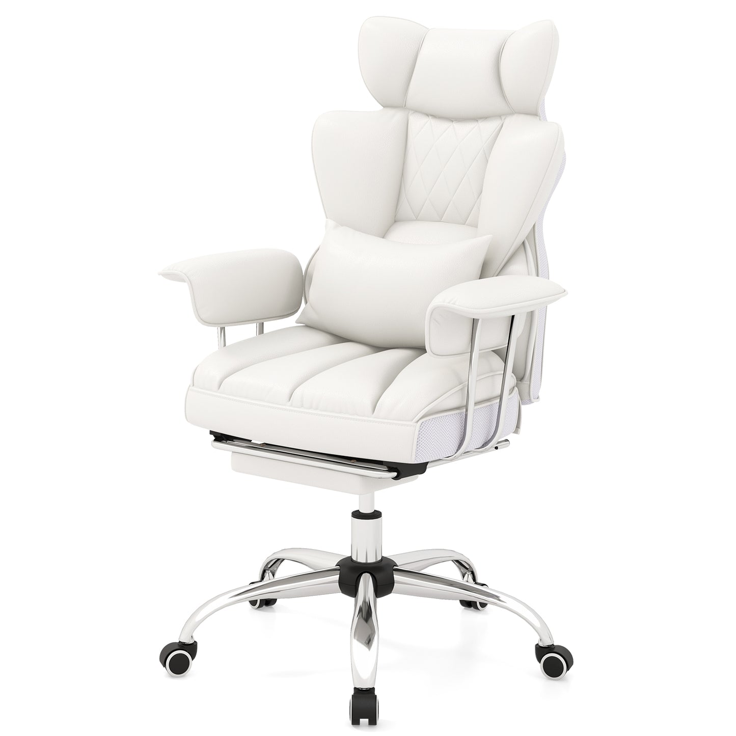 PU Leather Home Office Chair, High Back Executive, 400 lbs, White Ergonomic Chairs at Gallery Canada
