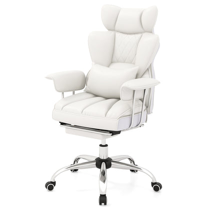 PU Leather Home Office Chair, High Back Executive, 400 lbs, White Ergonomic Chairs at Gallery Canada